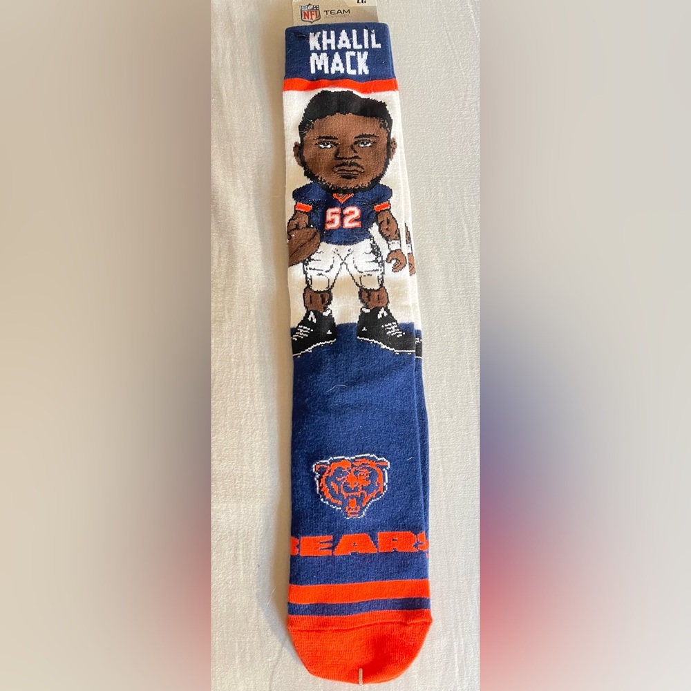 NFL Khalil Mack Bears Blue and Orange Socks